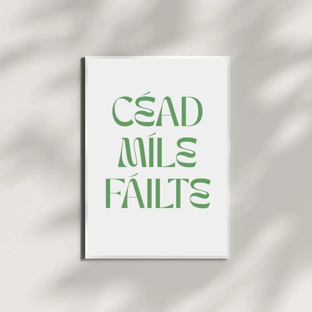 Céad Míle Fáilte Irish Poster | Gaelic Welcome Typography | Entryway Wall Art thumbnail 4