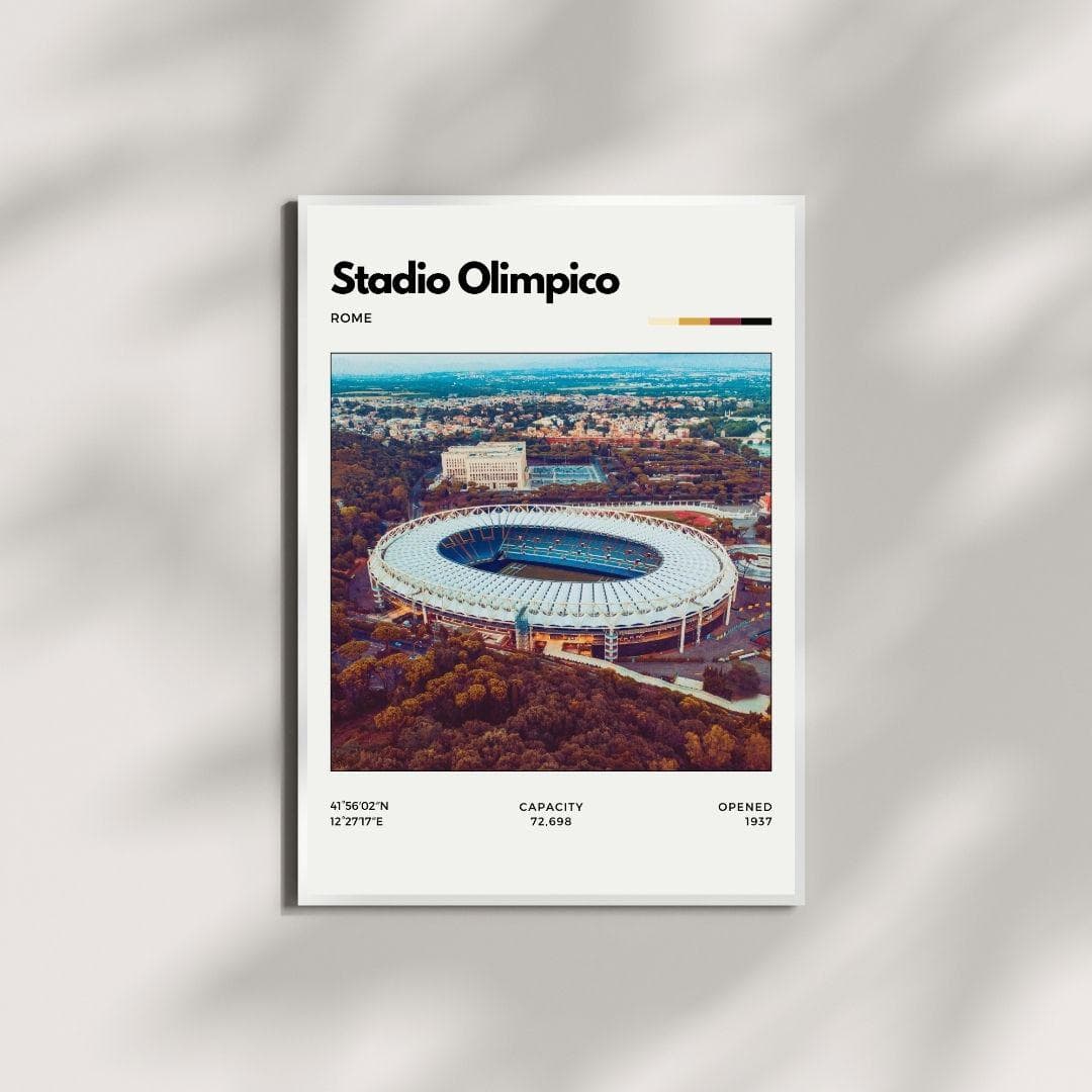 Stadio Olimpico Rome Poster | Roma and Lazio  Football Print | Italy Stadium Art thumbnail 4
