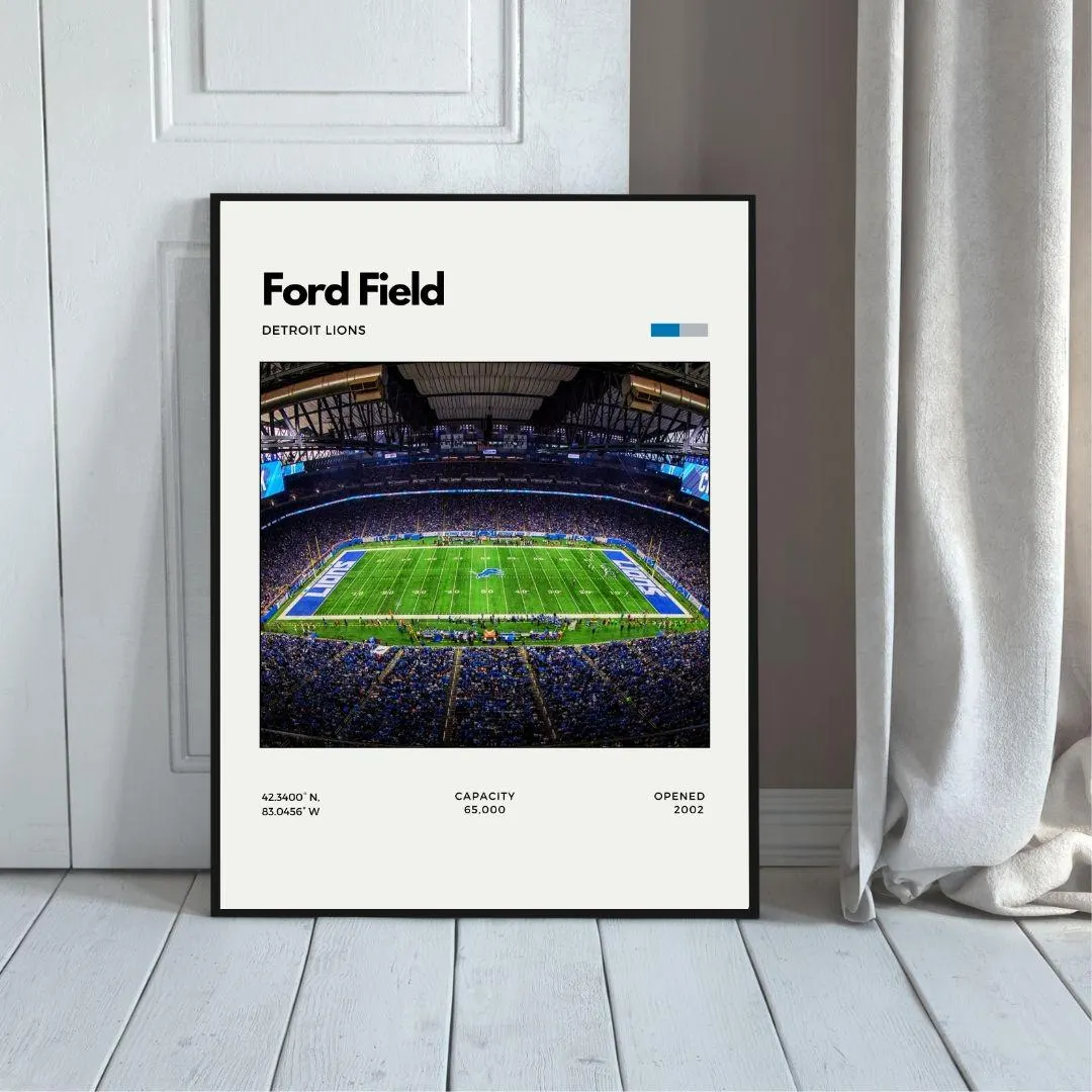 Ford Field Poster | Detroit Lions Stadium Print thumbnail 5