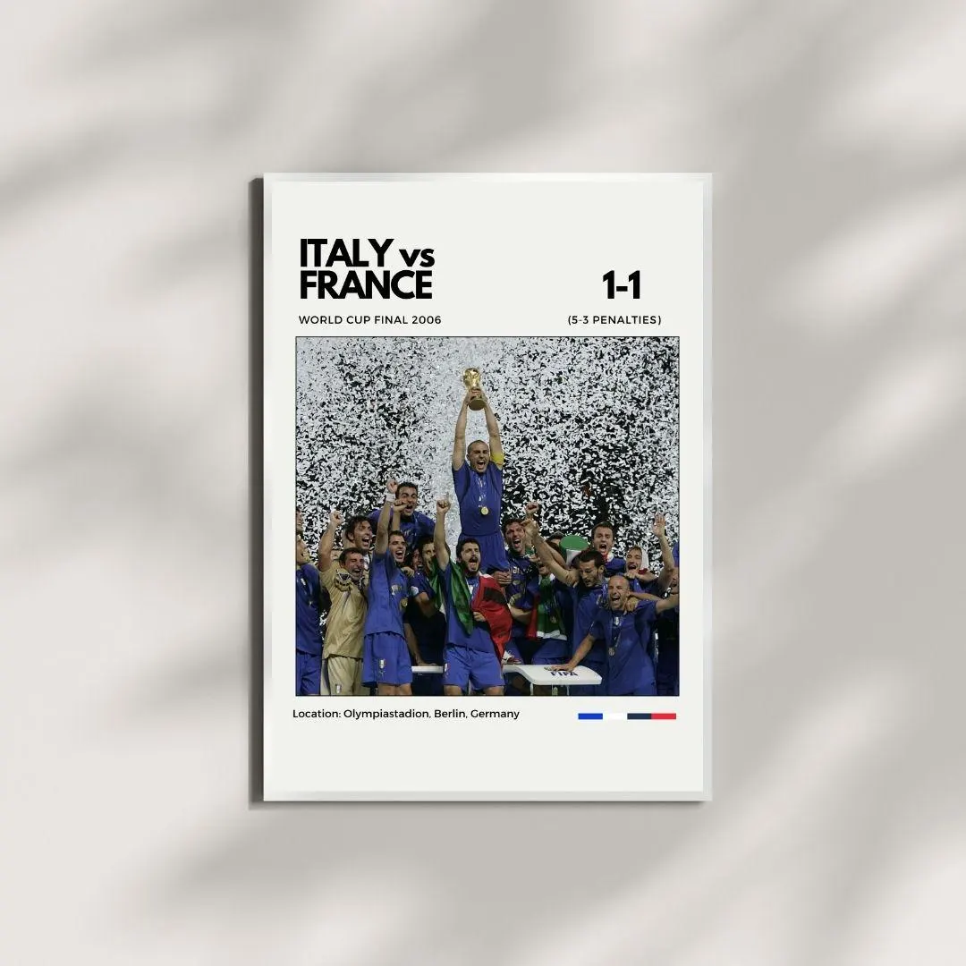 Italy vs France 2006 World Cup Final Poster | World Champions Print | Historic Football Artwork thumbnail 4