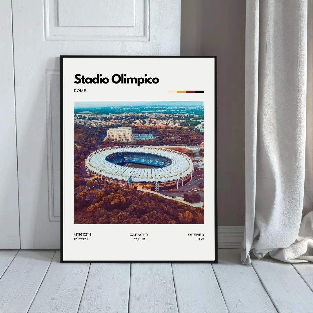 Stadio Olimpico Rome Poster | Roma and Lazio  Football Print | Italy Stadium Art thumbnail 5