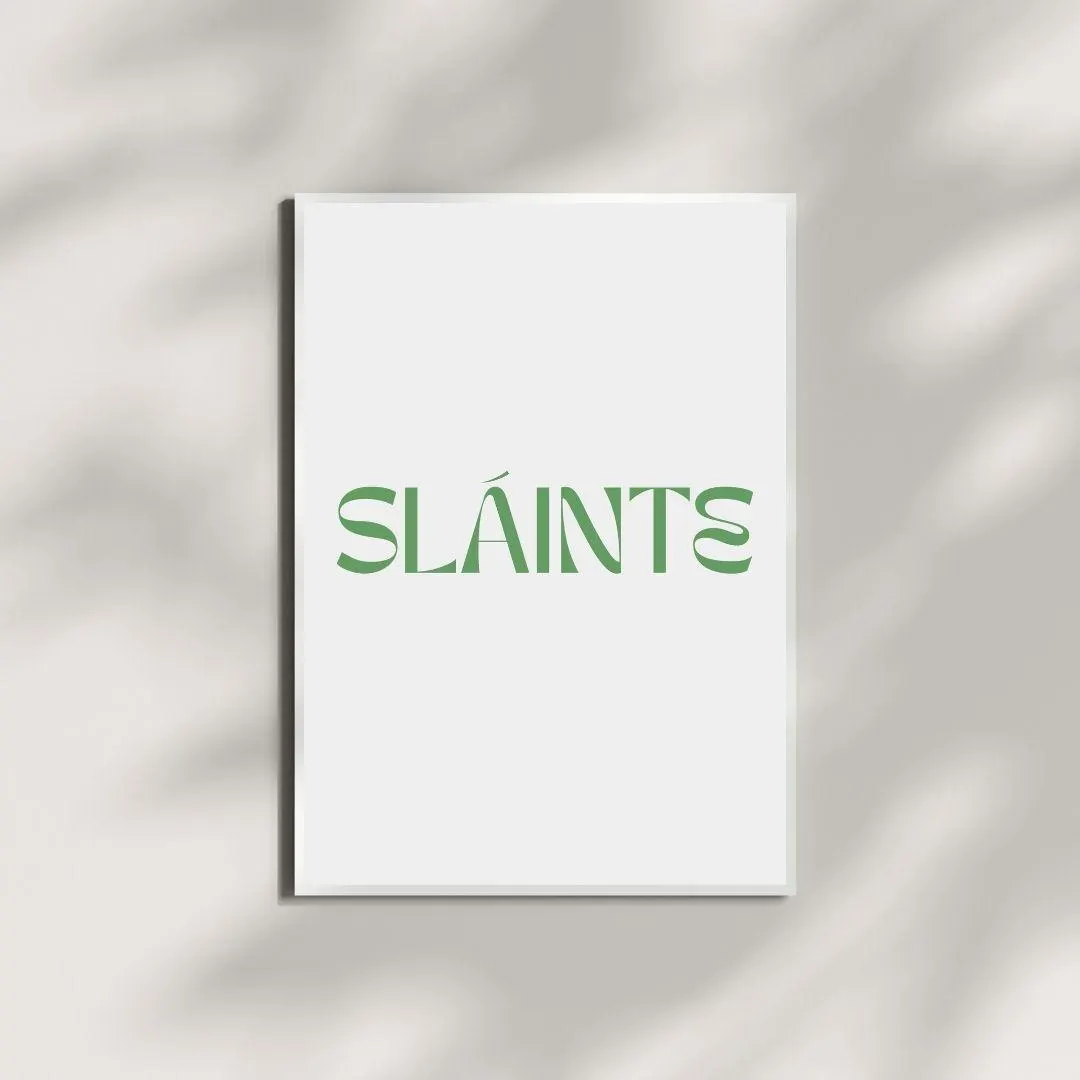 Sláinte Irish Poster | Gaelic Cheers Typography Poster | Minimalist Bar Cart Art thumbnail 4