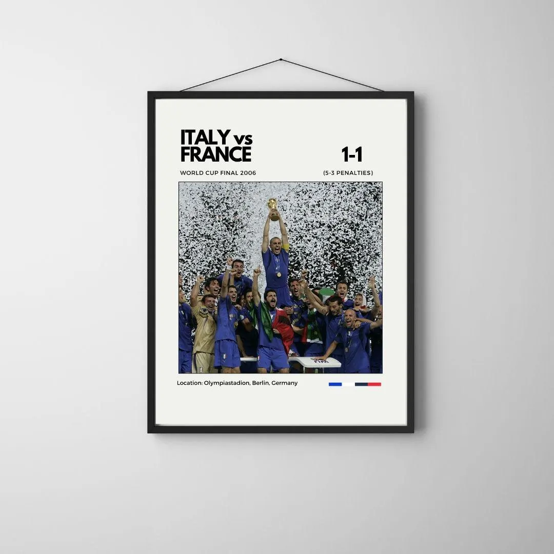 Italy vs France 2006 World Cup Final Poster | World Champions Print | Historic Football Artwork thumbnail 3