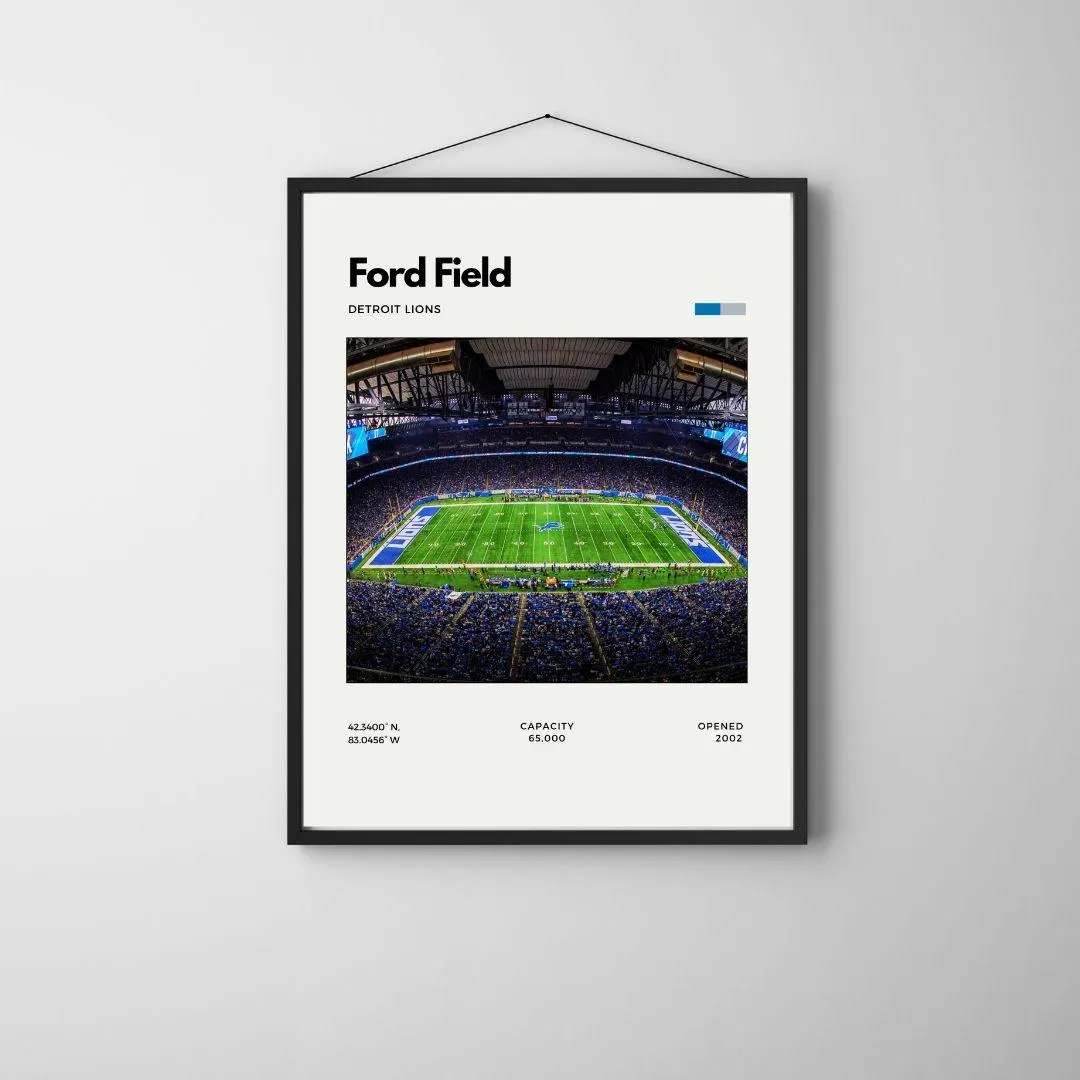 Ford Field Poster | Detroit Lions Stadium Print thumbnail 3