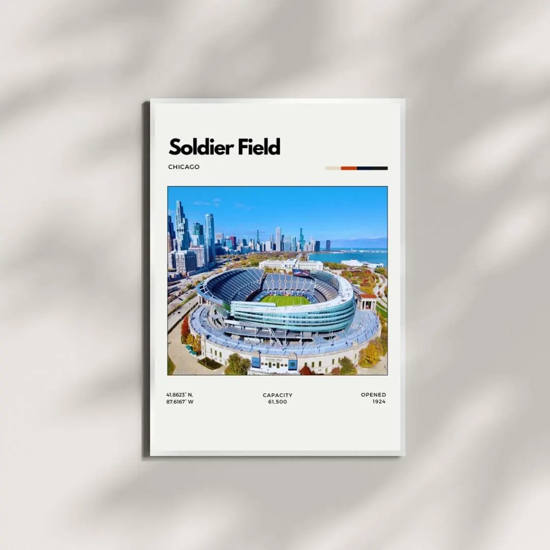 Soldier Field Poster | Chicago Bears Stadium Print | Minimalist NFL Print thumbnail 4