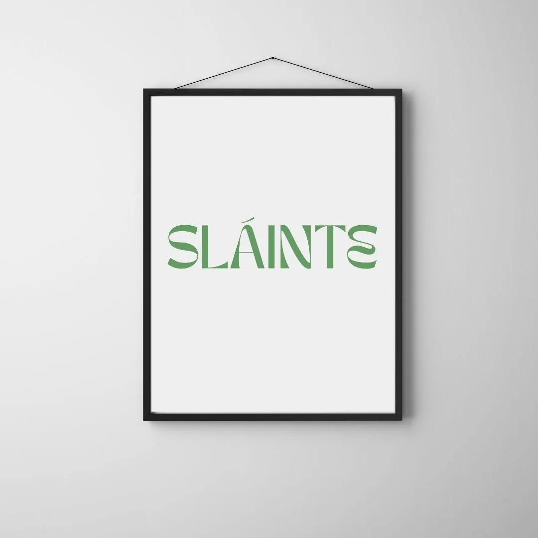 Sláinte Irish Poster | Gaelic Cheers Typography Poster | Minimalist Bar Cart Art thumbnail 3
