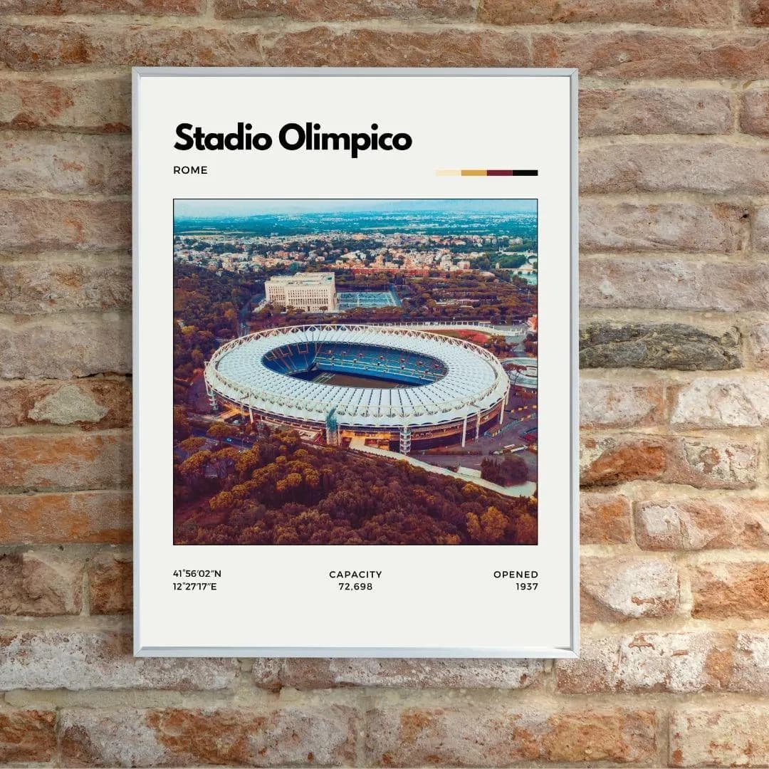 Stadio Olimpico Rome Poster | Roma and Lazio  Football Print | Italy Stadium Art thumbnail 2