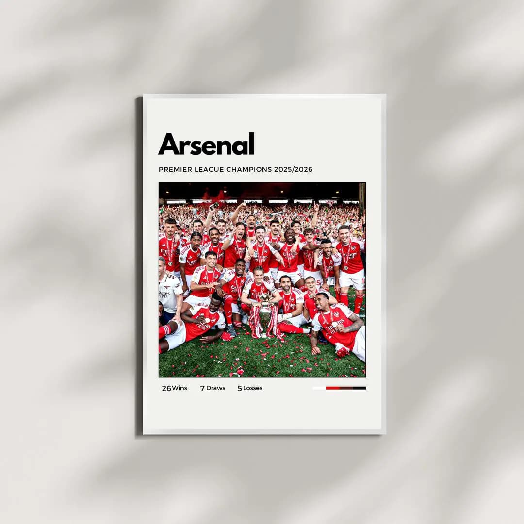 Arsenal 2026 Premier League Champions Poster | 2025/2026 Title Winners Art | Minimalist Soccer Print thumbnail 4