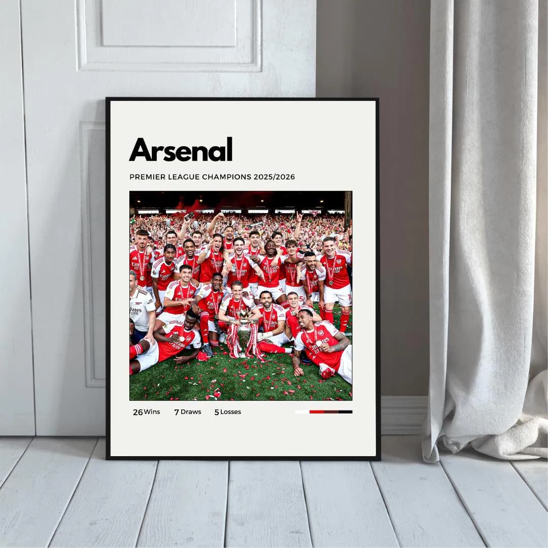 Arsenal 2026 Premier League Champions Poster | 2025/2026 Title Winners Art | Minimalist Soccer Print thumbnail 5