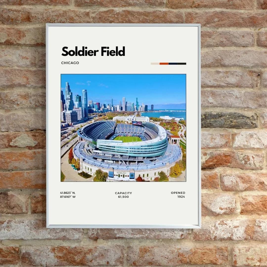 Soldier Field Poster | Chicago Bears Stadium Print | Minimalist NFL Print thumbnail 2