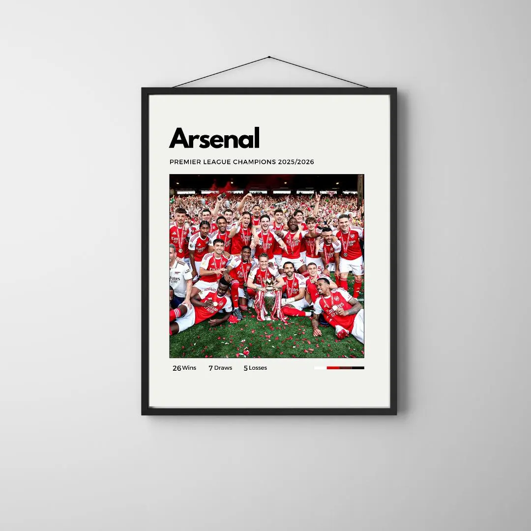 Arsenal 2026 Premier League Champions Poster | 2025/2026 Title Winners Art | Minimalist Soccer Print thumbnail 3