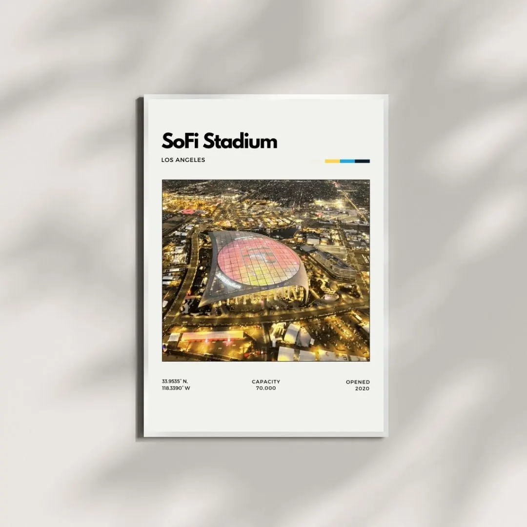 SoFi Stadium Poster | Los Angeles Rams & Chargers Wall Art | Minimalist NFL Print thumbnail 4