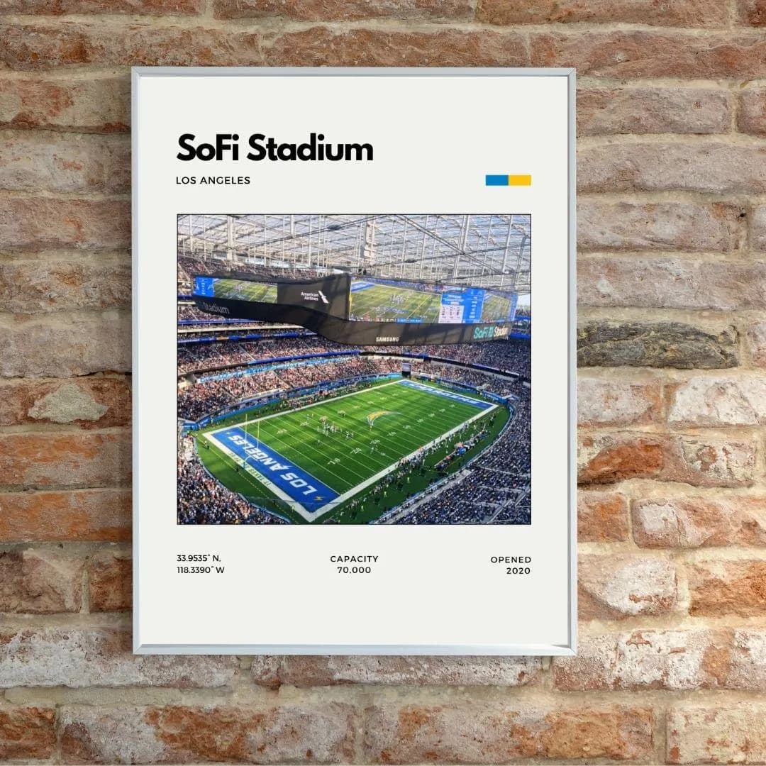 SoFi Stadium Chargers Poster | Los Angeles Stadium Print thumbnail 2