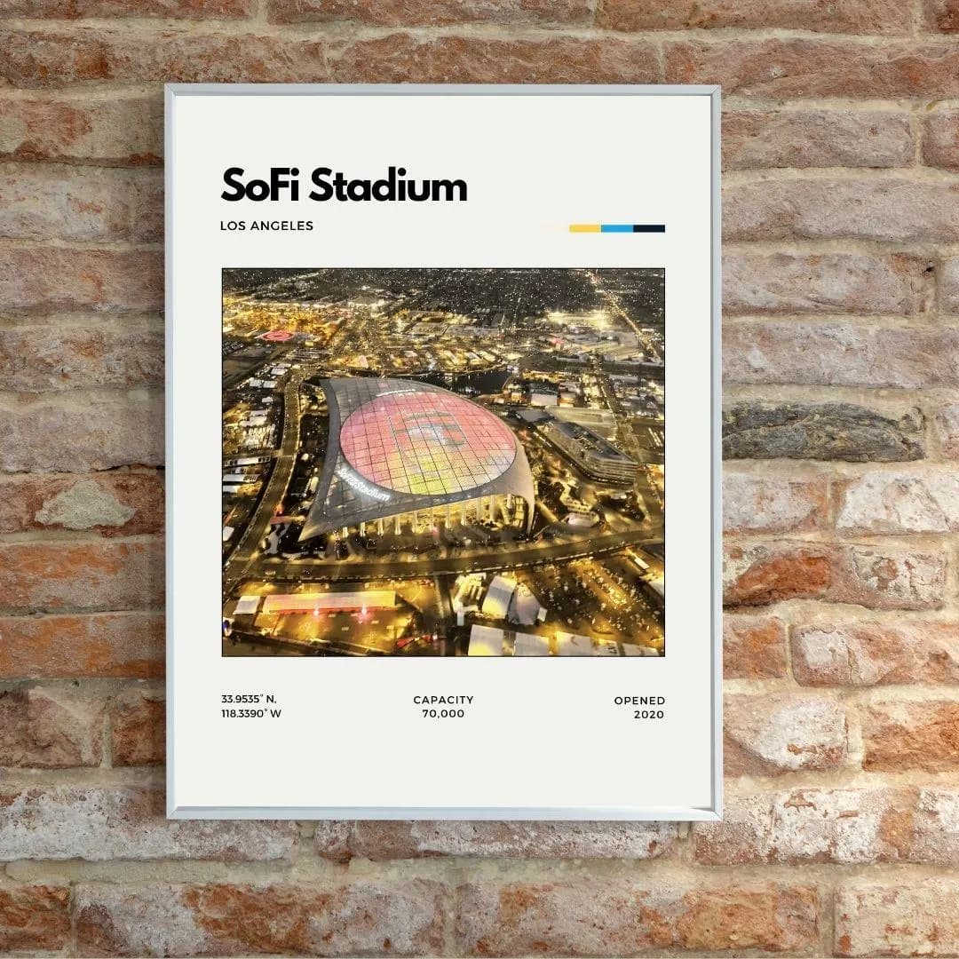 SoFi Stadium Poster | Los Angeles Rams & Chargers Wall Art | Minimalist NFL Print thumbnail 2
