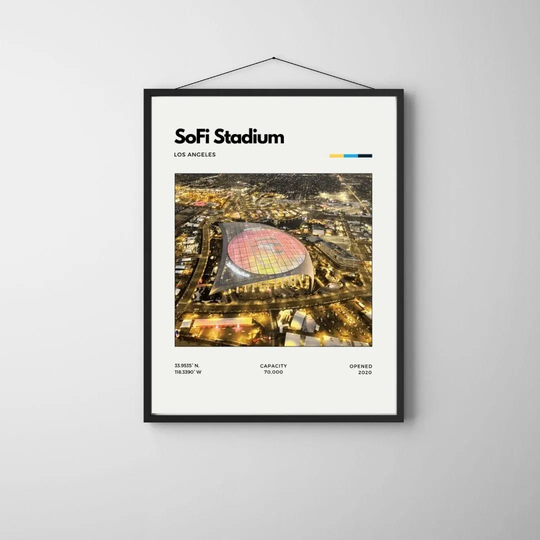 SoFi Stadium Poster | Los Angeles Rams & Chargers Wall Art | Minimalist NFL Print thumbnail 3