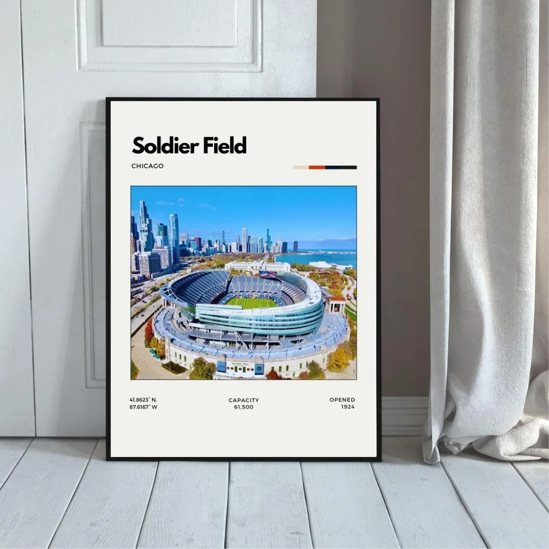 Soldier Field Poster | Chicago Bears Stadium Print | Minimalist NFL Print thumbnail 5