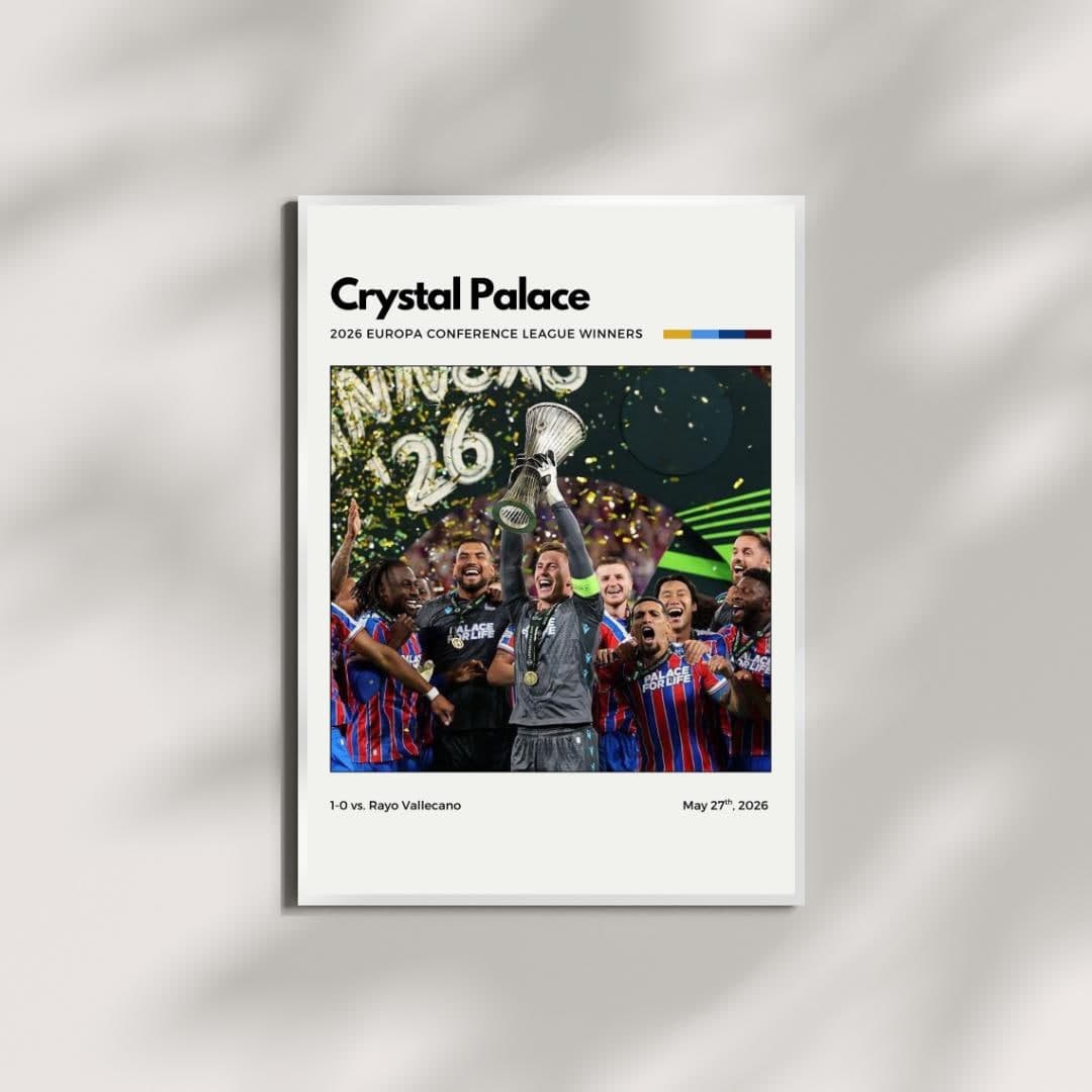 Crystal Palace Conference League Champions Poster | 2026 Winners Wall Art | Minimalist Soccer Print thumbnail 2