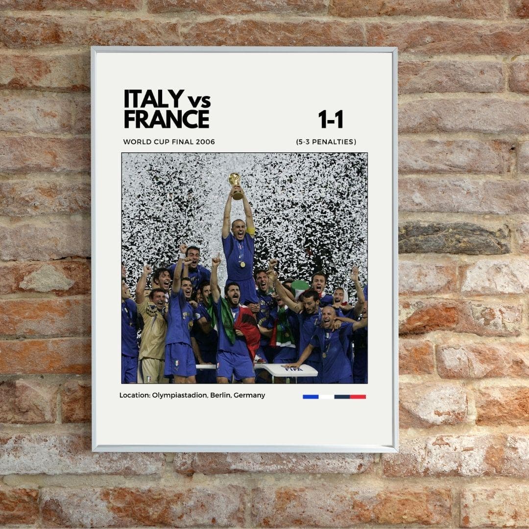 Italy vs France 2006 World Cup Final Poster | World Champions Print | Historic Football Artwork thumbnail 2