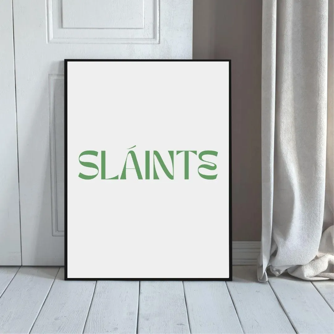 Sláinte Irish Poster | Gaelic Cheers Typography Poster | Minimalist Bar Cart Art thumbnail 5