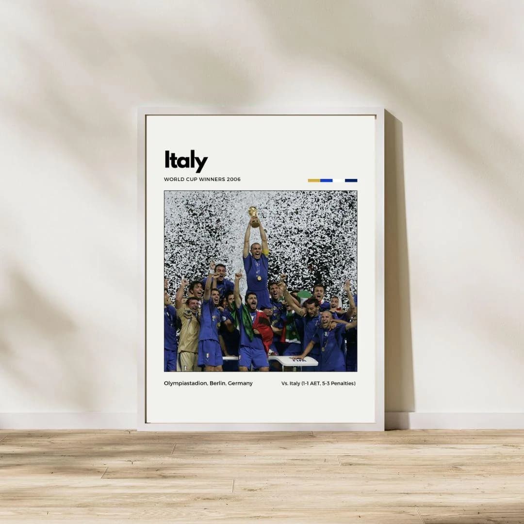 Italy 2006 World Cup Champions Poster | Soccer Wall Art