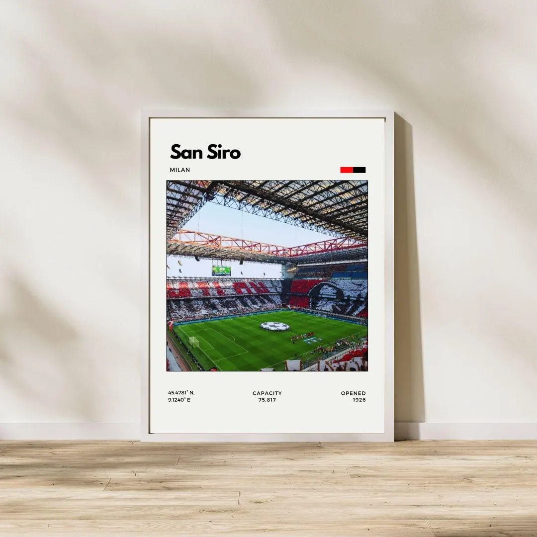 San Siro Minimalist Stadium Poster | AC Milan Print