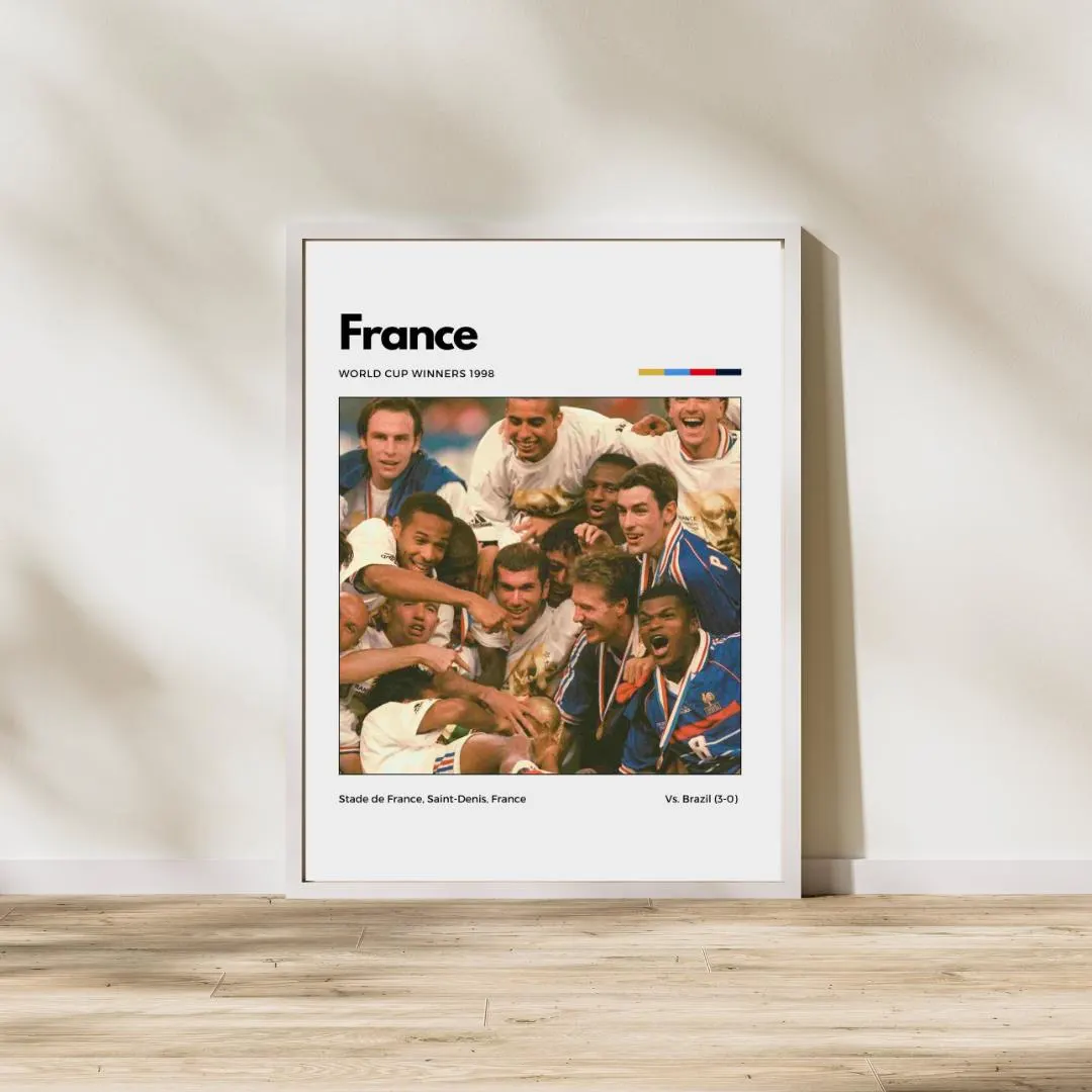 France 1998 World Cup Champions Poster | Soccer Wall Art