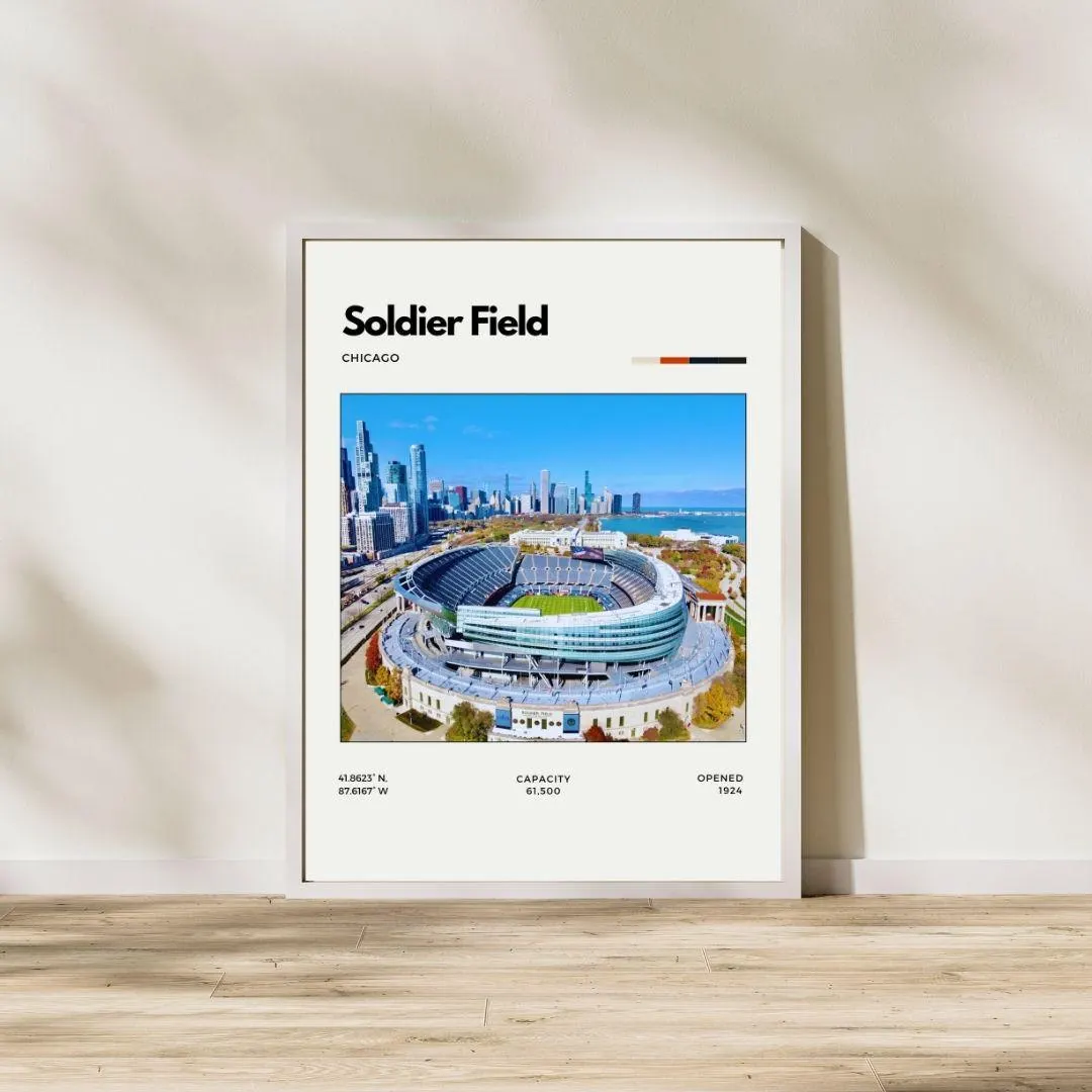 Soldier Field Poster | Chicago Bears Stadium Print | Minimalist NFL Print