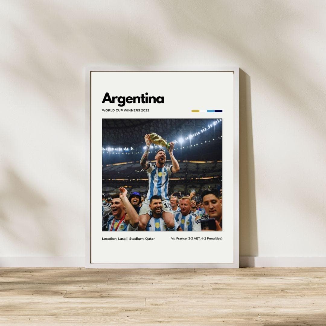 Argentina 2022 World Cup Champions Poster | Messi Print | Soccer Wall Art