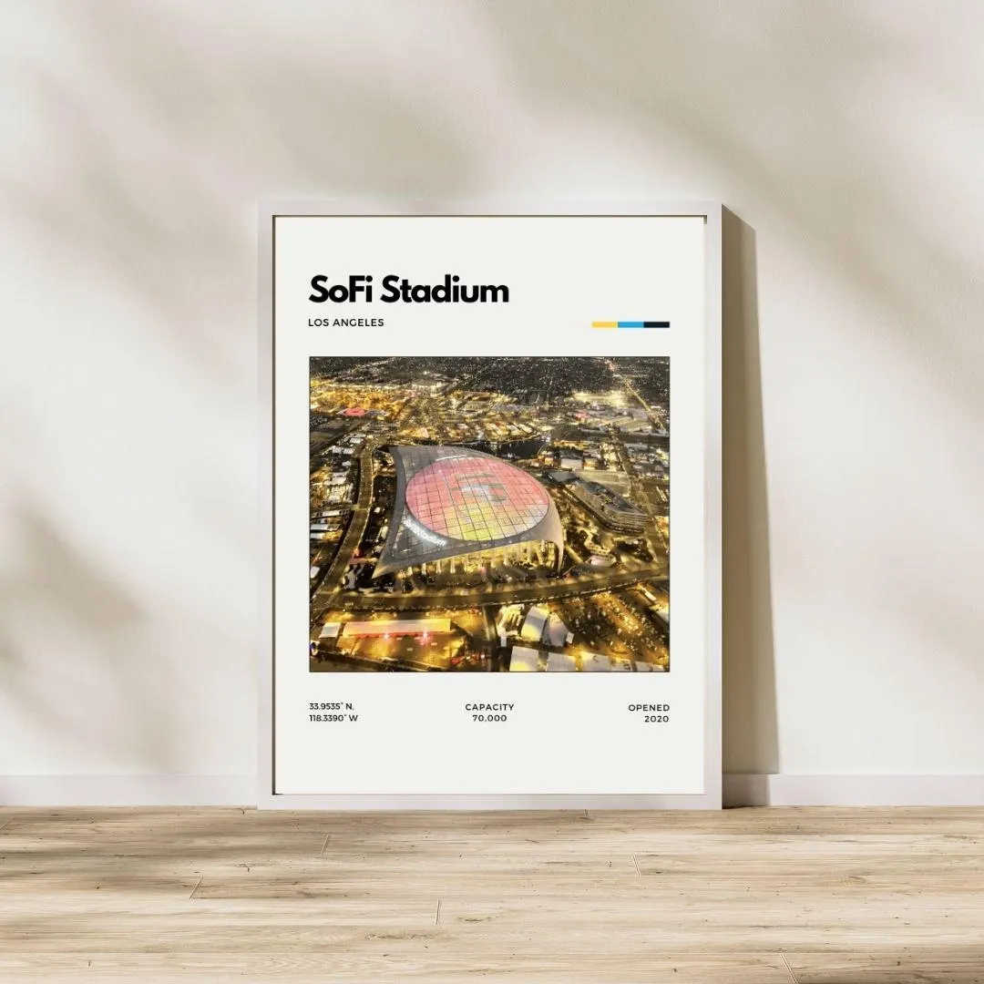 SoFi Stadium Poster | Los Angeles Rams & Chargers Wall Art | Minimalist NFL Print