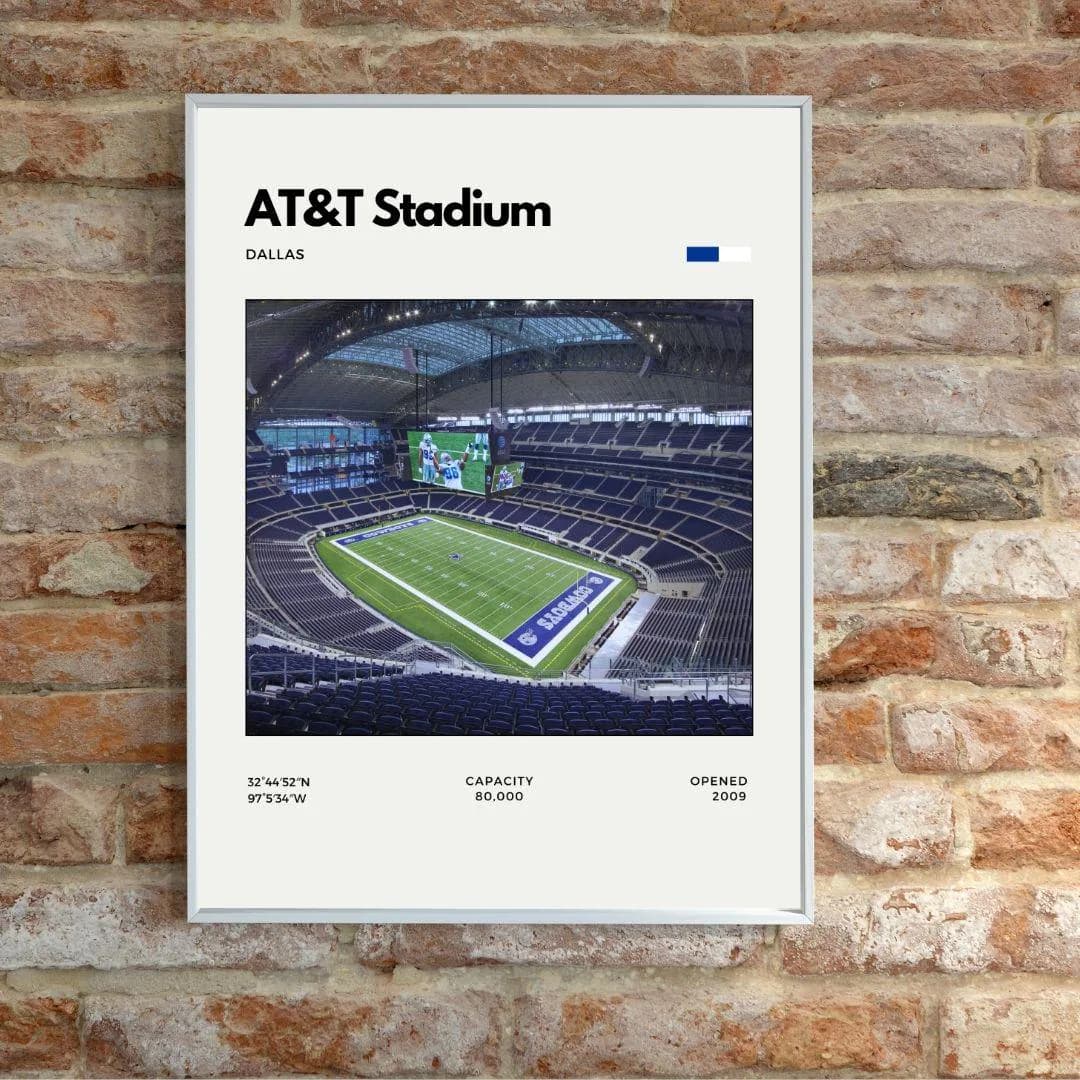 AT&T Stadium Poster | Dallas Cowboys Browns Stadium Print