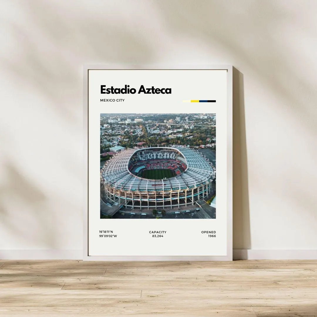 Estadio Azteca Poster | Mexico City Minimalist Football Stadium Print