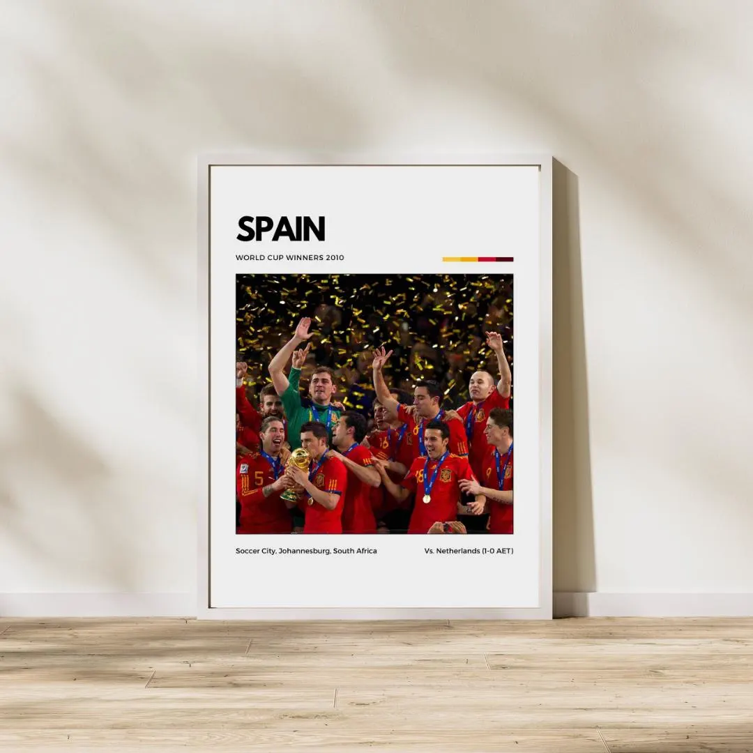 Spain 2010 World Cup Champions Poster | Soccer Wall Art