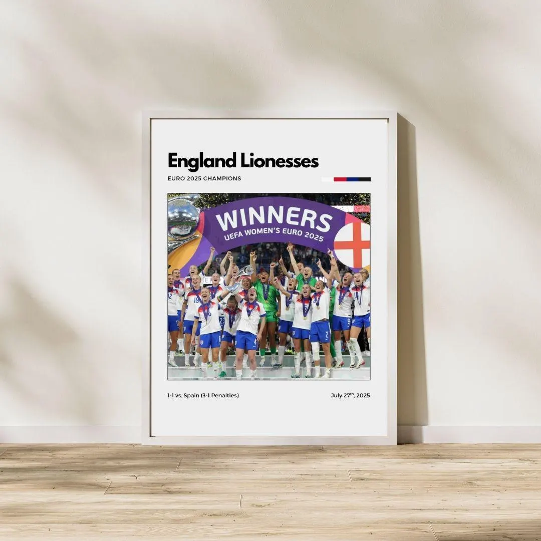 England Lionesses Euro 2025 Champions Poster | England Women Football Wall Art