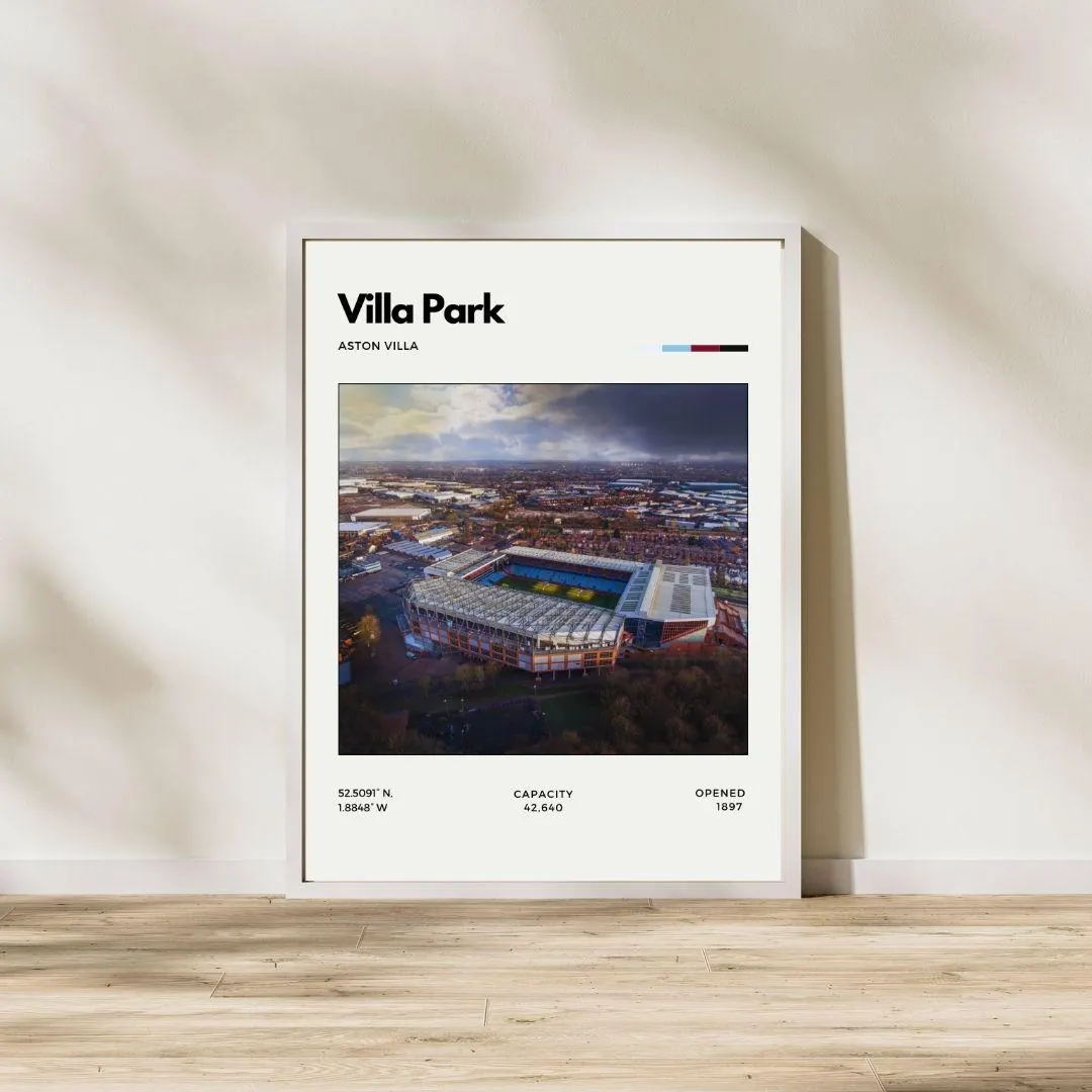 Villa Park Stadium Poster | Aston Villa Wall Art | Football Decor