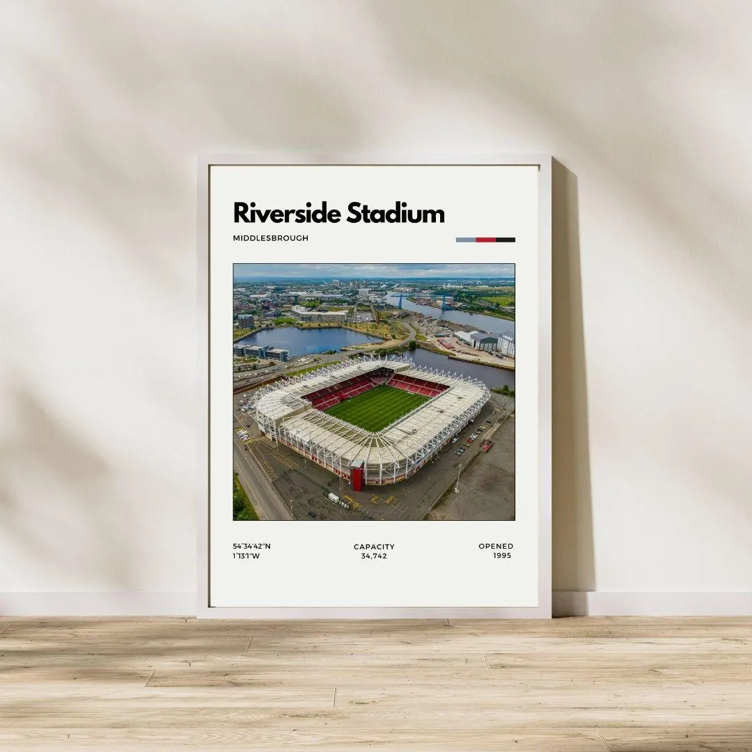 Riverside Stadium Poster | Middlesbrough FC Wall Art | Minimalist Soccer Print