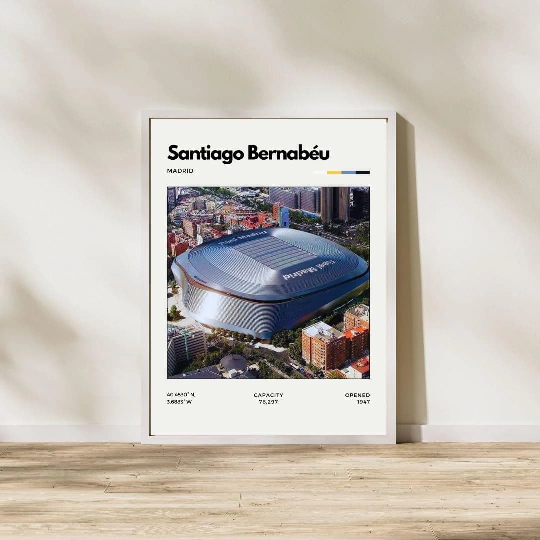 Santiago Bernabéu Stadium Home of Real Madrid Poster | Minimalist Football Print