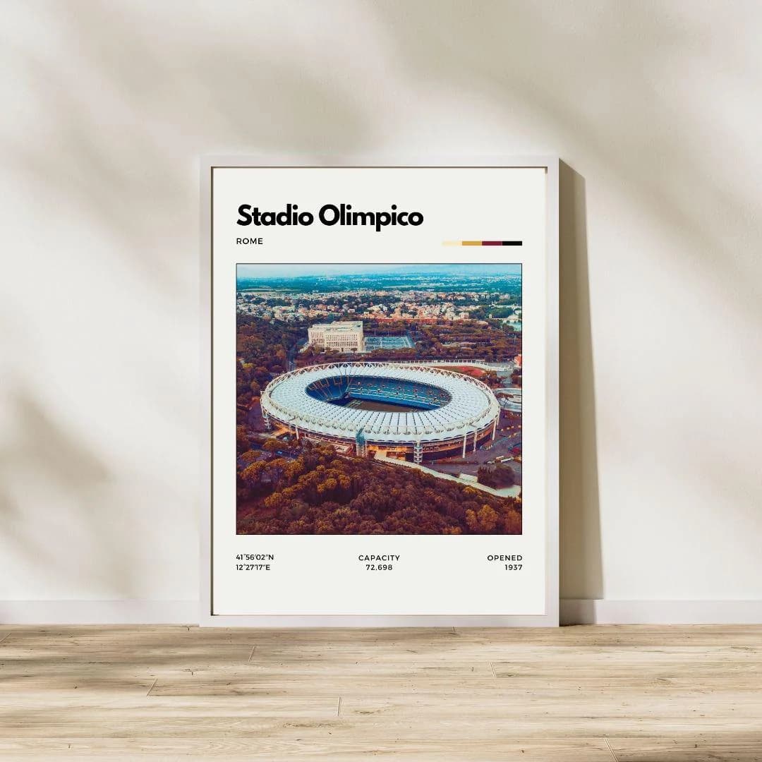 Stadio Olimpico Rome Poster | Roma and Lazio Football Print | Italy Stadium Art