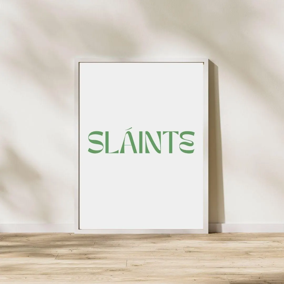 Sláinte Irish Poster | Gaelic Cheers Typography Poster | Minimalist Bar Cart Art