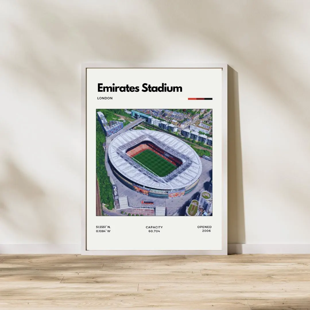 Emirates Stadium Poster | Arsenal FC Wall Art | London Football Decor | Minimalist Soccer Print