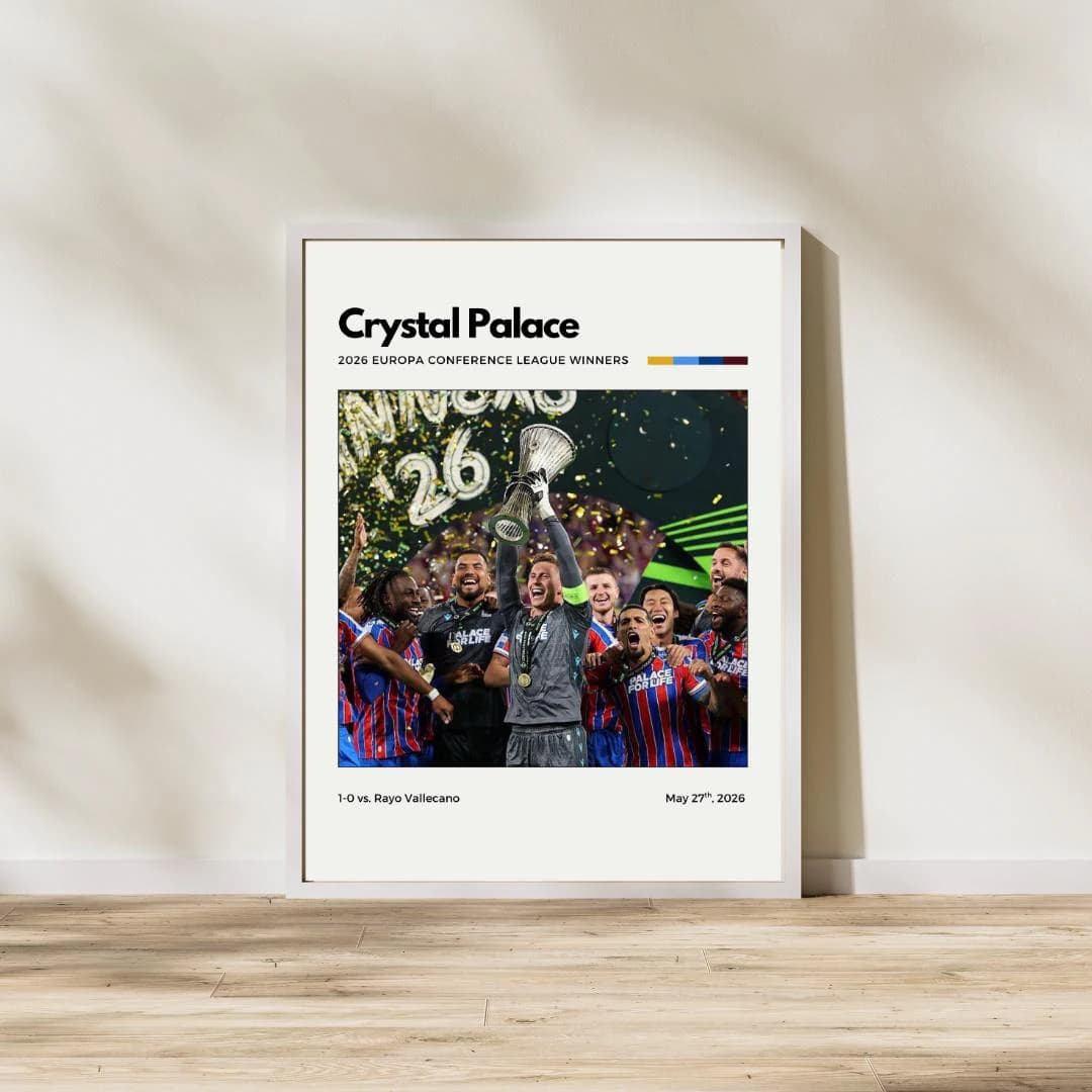 Crystal Palace Conference League Champions Poster | 2026 Winners Wall Art | Minimalist Soccer Print